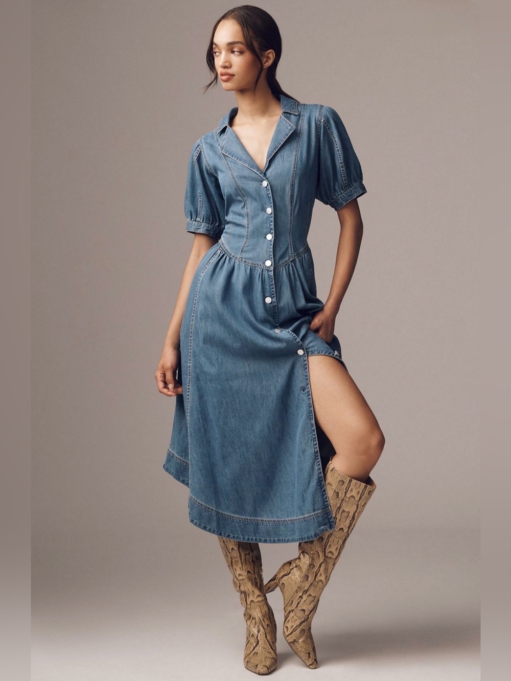 Anthropologie Pilcro Short-Sleeve Denim Midi
Shirt Dress 8